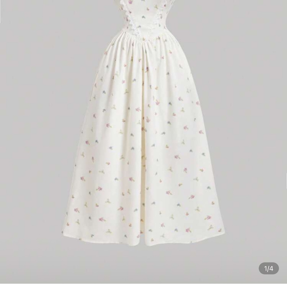 SHEIN Floral Print White Maxi Dress